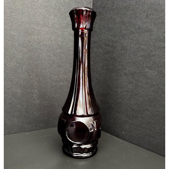Vintage Wheaton Bullseye Ruby Red Glass Bud Vase 8.5" Tall For Flowers Or Decor - Picture 1 of 10